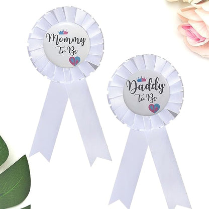 Mommy & Daddy To Be Tinplate Badge Pins, 2Pcs Perfect Baby Shower/Gender Reveal Button Pins for New Parents