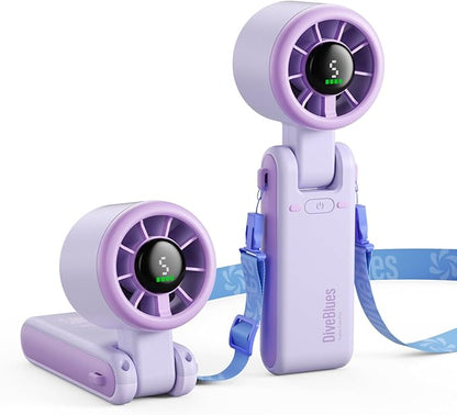 Diveblues Portable Handheld Turbo Fan, 5 Gear Wind, Battery Operated, Up to 12 Working Hours, 3 IN 1 Hand Fan with Air Turbo Tech Cooling Fan for Outdoor Activities, Travel, Working