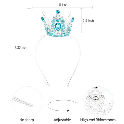 VELSCRUN Blue Crystal Tiara Headband, Crowns for Women, Princess Girls Tiaras, Royal Queen Crown Princess Quinceanera Headpieces for Birthday Prom Bride Wedding Pageant Party Hair Band