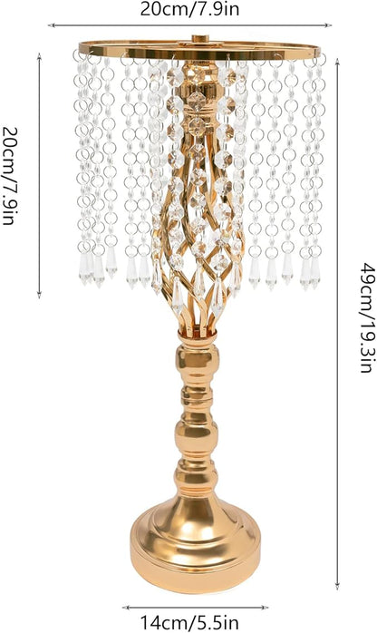 Wedding Centerpieces Gold Vases,10PCS Metal Flower Candle Holder with Sparkling Crystal Beads,Crystal Flower Vase Metal Flowers Stand for Party Tables Decorations (10PCS-Gold-15)