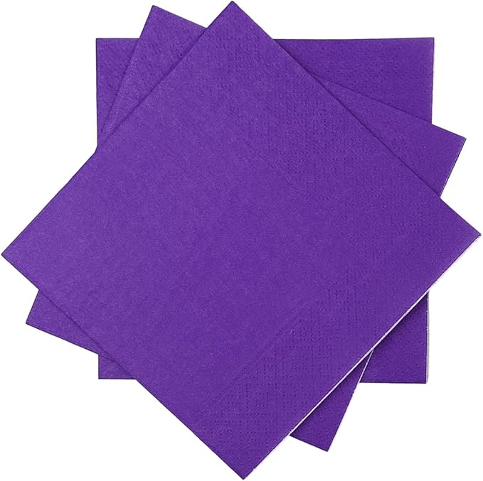 Purple Cocktail Napkins 5 * 5inch disposable Beverage Napkin paper for Cocktail, Wedding, Dinner，Birthday Party Dessert Wine Paper Napkins（ 120 Count）