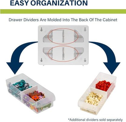 Akro-Mils 16-Drawer Plastic Drawer Storage Cabinet for Garage Organization, Beads, Makeup Organizer, Building Bricks Storage, Teacher Toolbox, 10-1/2-Inch W x 6-1/2-Inch D x 8-1/2-Inch H, 10116 White