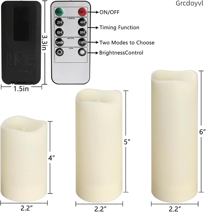24-Pack Flameless LED Candles with Remote Control - Battery Operated Fake Candles, Timer Function, 3 Brightness Levels, Indoor Outdoor Use for Wedding, Christmas, Home Decor