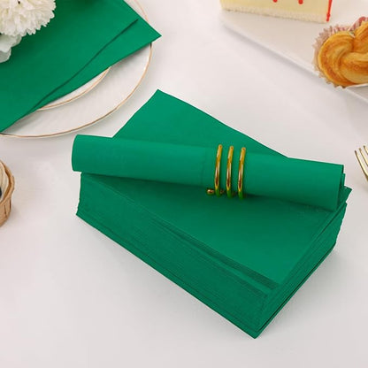100 Pcs Green Paper Napkins Disposable - Green Guest Dinner Napkins for Bathroom Wedding Birthday Anniversary Christmas Party