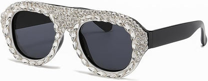 bullabulling Vintage Pilot Rhinestone Sunglasses Women Fashion Diamond bling party Sun Glasses Crystal Shades UV400