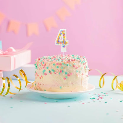 Birthday Candles - Number 4 Candle, Colorful Macaron Candles, Birthday Candles for Women/Girls, Cake Decorations, Theme Party Supplies