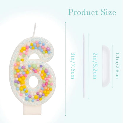 Number 6 Birthday Candle - Colorful Macaron Candles, 6 Candle Birthday Girl Women, Sweet Theme Birthday Party Supplies, Anniversary Party Cake Decorations