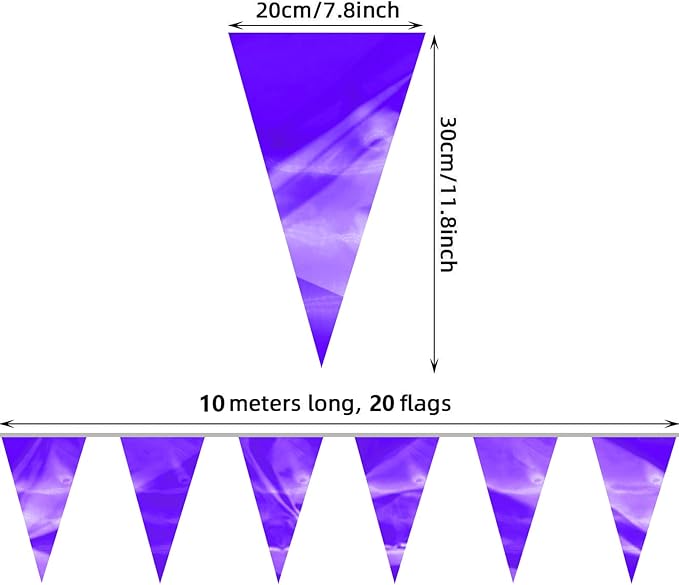 130FT Purple Glitter Triangle Pennant Banner Flag Metallic Bunting Fabric Garland for Christmas Graduation Wedding Engagement Anniversary Bachelorette Bridal Shower lavenderValentine's Party Decor
