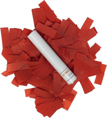 Ultimate Confetti Flick Stick Launcher - Handheld 6" Confetti-Launcher Wand, Flick to Launch Biodegradable Tissue Confetti (Red, 8 Confeti Launcher Tubes, 2 Handful of Confettis per Wand, 1.5oz)