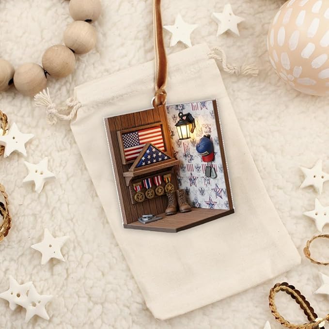 Custom Veteran Ornament 2025, Personalized Military Christmas Tree Decorations, Patriotic Home Decor, Holiday Xmas Gifts for Veterans and Soldiers