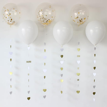 Gold Bride to Be Decorations Gold/White Heart Bride to Be Garland with Balloons for Bridal Shower Engaement Bachelorette Party
