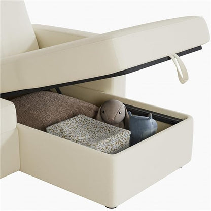 Yaheetech Sectional Sofa L-Shaped Sofa Couch Bed w/Chaise & USB, Reversible Couch Sleeper w/Pull Out Bed & Storage Space Living Room Beige