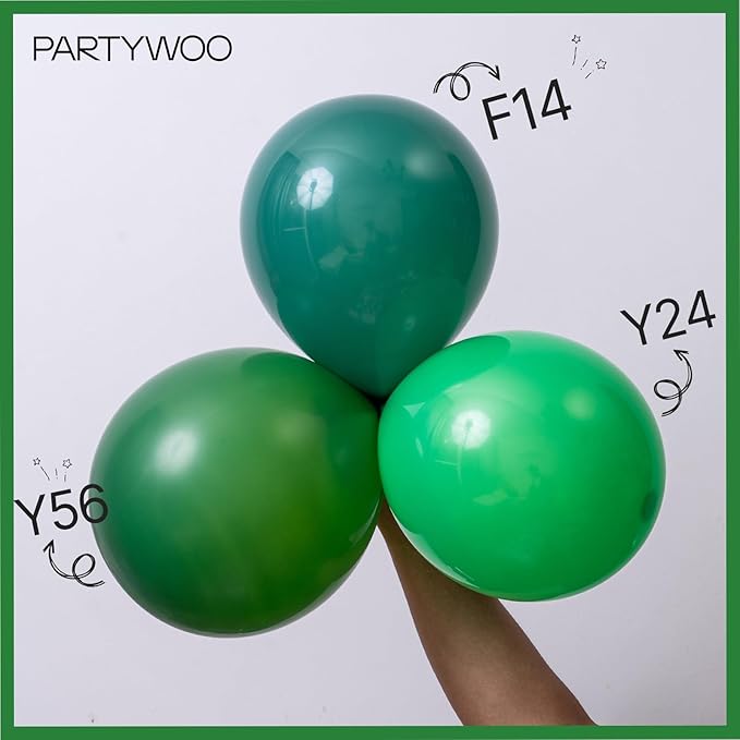 PartyWoo Dark Green Balloons 155pcs Different Sizes of 18 12 10 5 Inch Emerald Hunter Forest Green Balloon Arch Kit for Birthday Christmas Graduation Dinosaur Jungle Theme Party Decorations Green-Y56