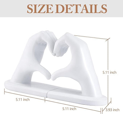 White Bookends, Heavy Duty Bookend Holder Decor, White Finger Heart Shaped, Modern Art Sculpture, Finger Home Decoration, Bookends Decorative, Boho Decor for Desktop Bedroom Study Room