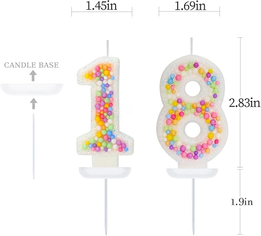 18th Birthday Candle for Cake, Colorful Macaron Numeral Candles for Boys/Girls, Theme Birthday Party Cake Decorations, Cake Topper for Birthday Party Supplies (Number 18)