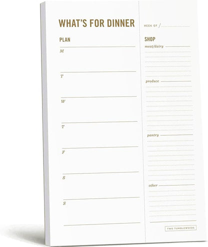 Meal Planning Notepad - What's for Dinner Weekly Meal Planner and Grocery List Magnet Pad with Tear-Off Shopping List - Family Dinner Menu for Fridge & Meal Prep - 6x9” - 50 Sheets