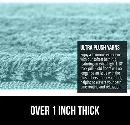 GORILLA GRIP Bathroom Rugs, Ultra Soft Absorbent Mat, Thick Plush Bath Rug, Machine Washable, Microfiber Quick Dry, Mats for Shower, Bathtub and Floor, Home Decor Accessories, 24x17, Spa Blue