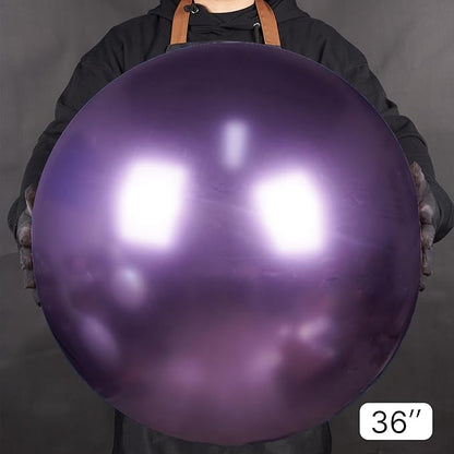 PartyWoo Metallic Purple Balloons 4pcs 36 Inch Chrome Purple Latex Helium Balloons for Mardi Gras Graduation Wedding Bachelorette Baby Shower Anniversary Birthday Party Decorations Purple-G105