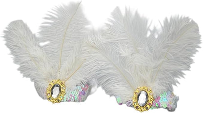 Feather Headpiece Sequins Headbands 1920s Flapper Showgirl Headpieces for Women Girls Carnival Party Accessories
