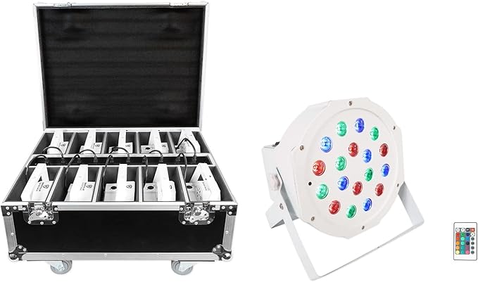 Rockville BATTERY PAR PACK 50 WHITE 20W Rechargeable Wash Lights (10), RGB Color Mixing, Wireless DMX, Remote Included, for DJs and Event Lighting