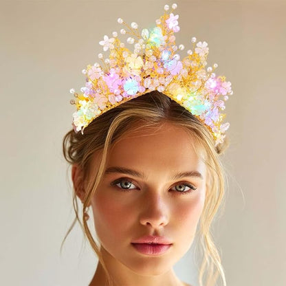 Yean Gold Flower Crown Greek Leaf Headpiece Bridal Hair Accessories for Women
