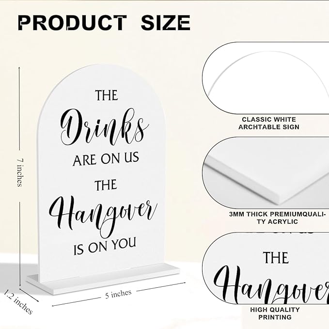 Wedding Bar Sign The Drinks Are On Us The Hangover Bar Sign for Wedding Engagement Bridal Shower Ceremony Reception Event Party Table Acrylic Decor