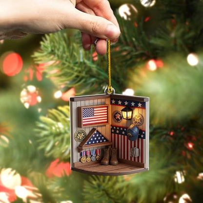 Custom Veteran Ornament, Personalized Military Christmas Tree Decorations, Patriotic Christmas Ornaments, Memorial Gifts for Veterans and Soldiers