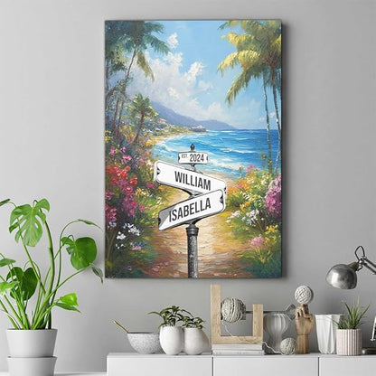 GABITA Personalized Crossroads Street Sign Wall Art for Couples, Anniversary Canvas for Couple, Gift for Valentines Day, Girlfriend Boyfriends Gifts, Custom Poster for Wife and Husband 4