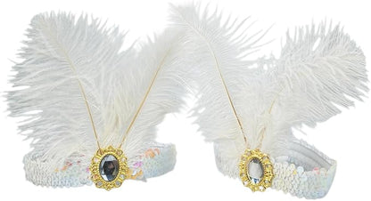 Feather Headpiece Sequins Headbands 1920s Flapper Showgirl Headpieces for Women Girls Carnival Party Accessories