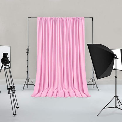 Hiasan Pink Backdrop Curtains for Parties, Polyester Photography Backdrop Drapes for Baby Shower, Wedding Decorations, 5ftx7ft, Set of 2 Panels