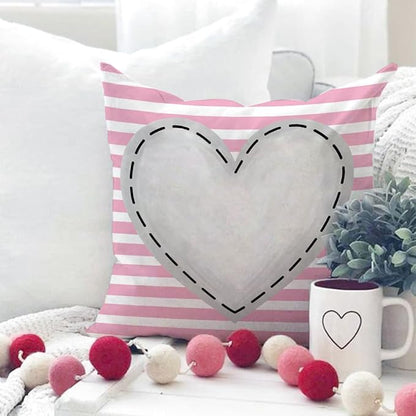 GEEORY Valentines Day Pillow Covers 18 x 18 inch Set of 4 for Valentine Decor Pink Stripes Love Heart I Love You Decorative Throw Pillows Cushion Cases for Sofa Couch Decorations G448-18