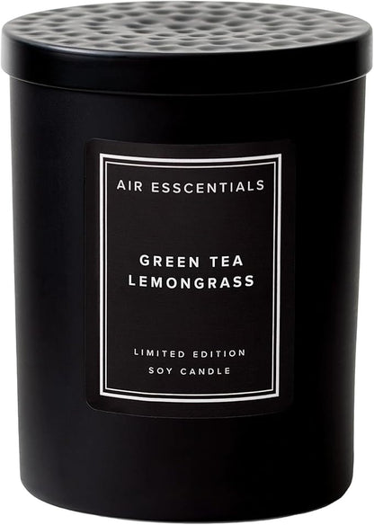 Air Esscentials Clean Scented Soy Candles, Soy Wax Blend with Luxury Fragrance, Aromatherapy Candle for Home & Office, 70 Hour Burn Time, Green Tea & Lemongrass, 11 oz.