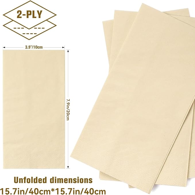 MORGIANA 200-Pack Disposable Paper Napkins, 2-Ply Bamboo Paper Towels Unbleached Disposable Hand Towels for Bathroom & Kitchen