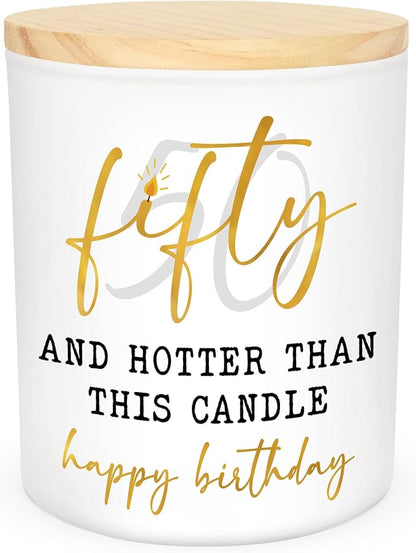 Christmas 50th Birthday Gifts for Her - Long Lasting Vanilla Lavender Candle 10 oz - Funny 1975 Birthday Gifts for Women Wife Mom Sister Friend, Gift for 50 Year Old Woman, Fifty Candles