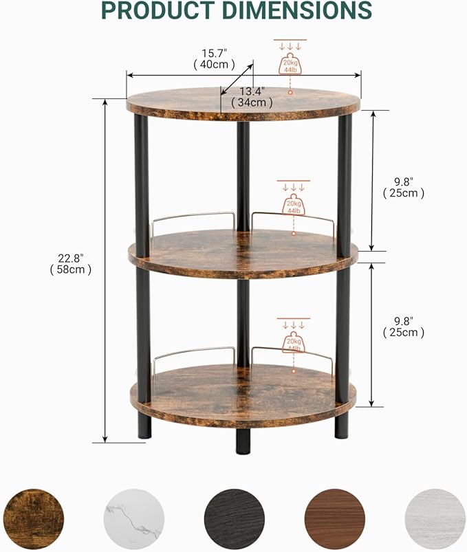 Small Nesting Coffee Table - 3-Tier Oval Accent Table for Small Spaces, Rustic Wood and Metal Couch End Table, Nightstand for Bedroom or End Table Living Room, Easy to Assemble, Rustic Brown