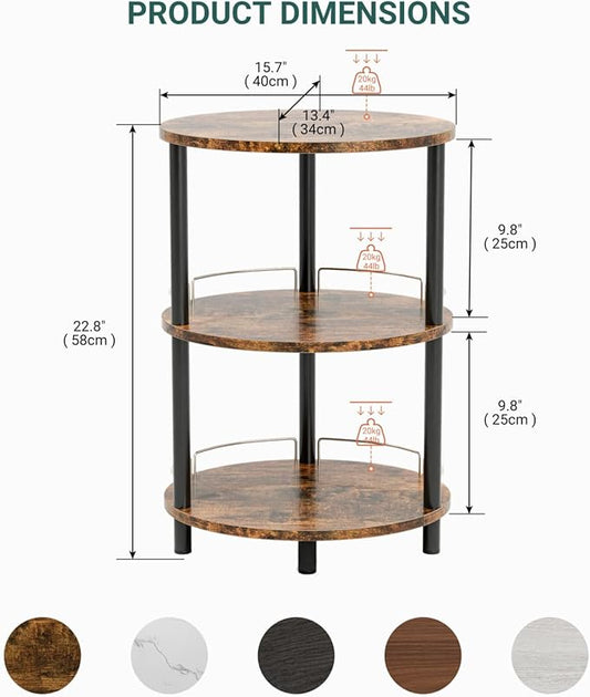 Small Nesting Coffee Table - 3-Tier Oval Accent Table for Small Spaces, Rustic Wood and Metal Couch End Table, Nightstand for Bedroom or End Table Living Room, Easy to Assemble, Rustic Brown