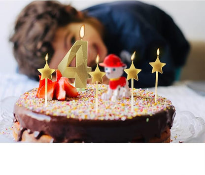 Golden Number 3 Birthday Candles and Star Birthday Candles 2.76 inch Birthday Cake Candles 3D Diamond Shaped Candles are Suitable for Birthday Parties and Anniversary Cake Decorations Candles(Gold 3)