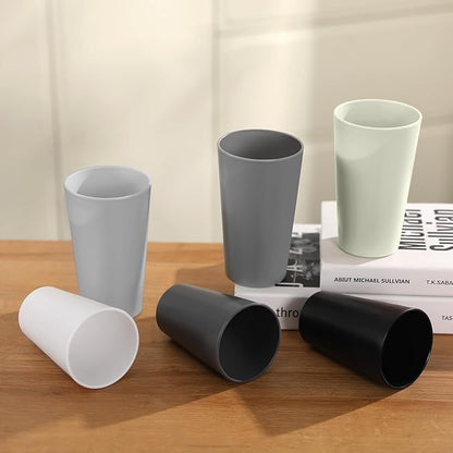 24 Pcs Unbreakable Plastic Cups Set, 20 oz Reusable Plastic Cups, Stackable Water Tumblers, Drinking Cup for Kitchen, Outdoor, BPA-free, Dishwasher Refrigerator and Microwave Safe, Black