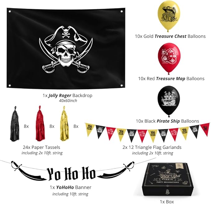 Hades Pirate Party Decorations – Pirate Birthday Party – Pirate Themed Party Decorations – Pirate Balloons – Pirate Party Supplies – Pirate Party Decor – Pirate Accessories for Kids and Adults