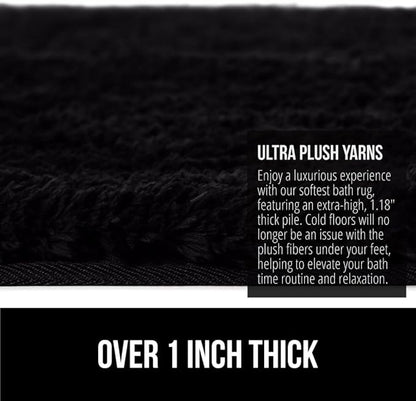GORILLA GRIP Bathroom Rugs, 36x24, Ultra Soft Absorbent Mat, Thick Plush Bath Rug, Machine Washable, Microfiber Quick Dry, Mats for Shower, Bathtub and Floor, Home Decor Accessories, Black