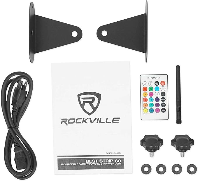 Rockville Best Strip 60 Rechargeable LED Wash Light Bar, Wireless DMX, RGBWA+UV, 8800mAh Battery, 6500 Lux, IRC Remote, for DJs, Stage, and Event Lighting