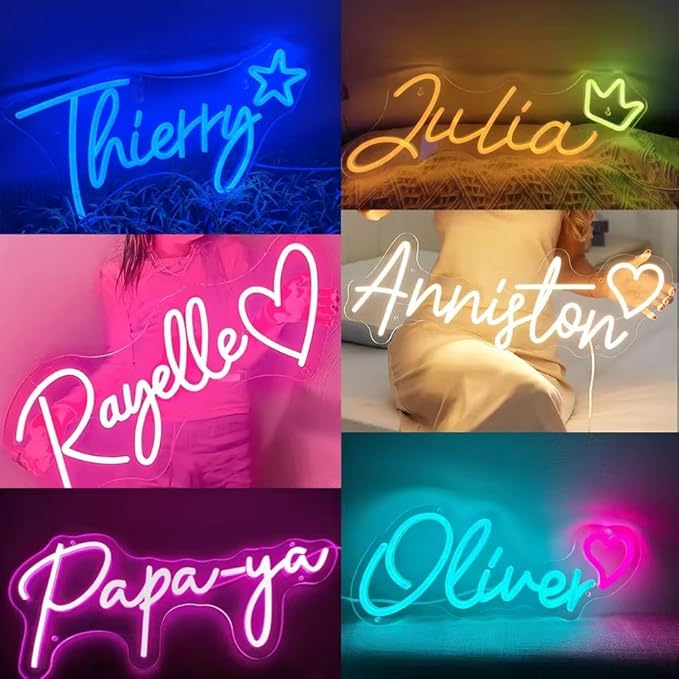 Custom LED Neon Sign – Personalized Neon Light for Bedroom, Wedding, Business Logo & Wall Decor – Customizable LED Neon Light, Handmade Acrylic Backboard, Plug & Dimmer Included