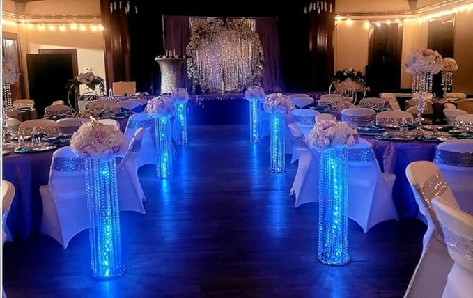 Set of 10 Luxury Crystal Metal Flower Stand - 35.4inch Tall Wedding Centerpieces for Tables, Parties, Wedding Waypoints, Home Decor (Gold,10pcs)
