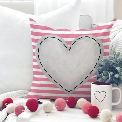 GEEORY Valentines Day Pillow Covers 16 x 16 inch Set of 4 for Valentines Decor Pink White Stripes Dots Love Heart Throw Pillows Decorative Cushion Cases Valentine Decorations G193-16