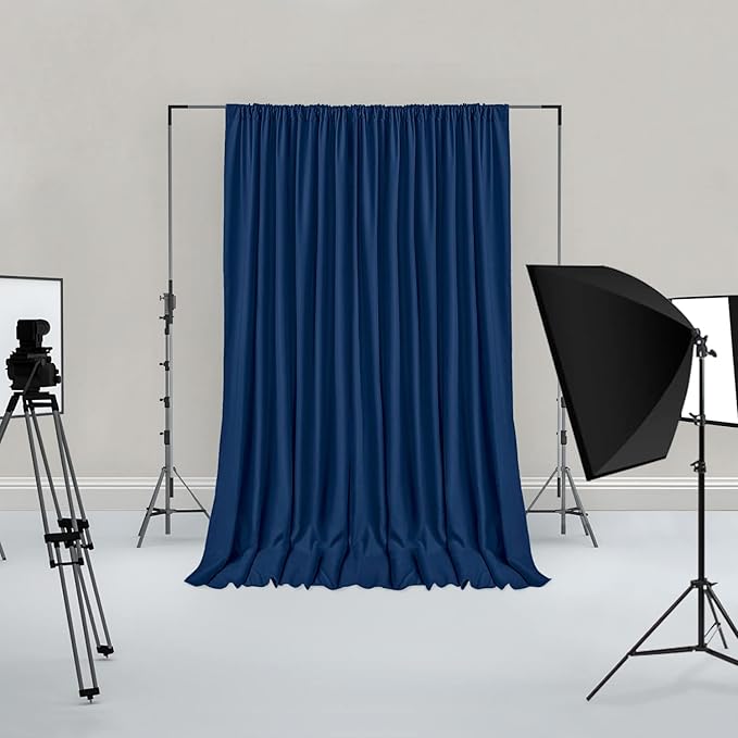 Hiasan Navy Blue Backdrop Curtains for Parties, Polyester Photography Backdrop Drapes for Family Gatherings, Wedding Decorations, 5ftx7ft, Set of 2 Panels