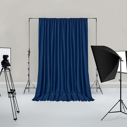 Hiasan Navy Blue Backdrop Curtains for Parties, Polyester Photography Backdrop Drapes for Family Gatherings, Wedding Decorations, 5ftx7ft, Set of 2 Panels