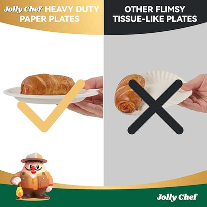 JOLLY CHEF 100% Compostable Small Paper Plates, 200 Pack 6 Inch Heavy Duty Dessert Plates, Disposable Biodegradable Eco-Friendly Sugarcane, Bulk White