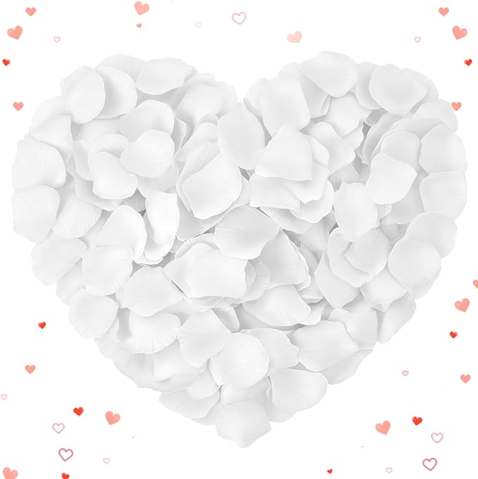 Rose Petals 2000pcs Artificial Silk White Rose Petals Flower Petals Fake Faux Roses Petal for Romantic Night Roses Petal Decorations for Wedding Proposal Anniversary Valentine's Day Flower Decorations