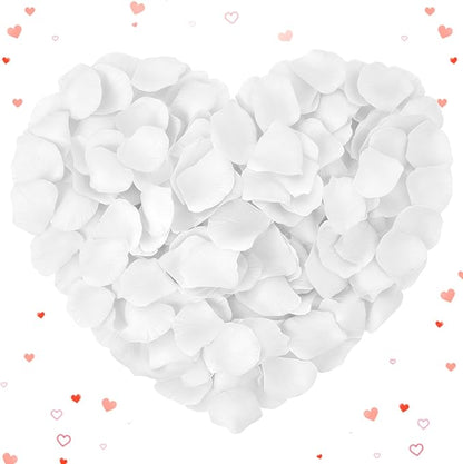 Rose Petals 2000pcs Artificial Silk White Rose Petals Flower Petals Fake Faux Roses Petal for Romantic Night Roses Petal Decorations for Wedding Proposal Anniversary Valentine's Day Flower Decorations