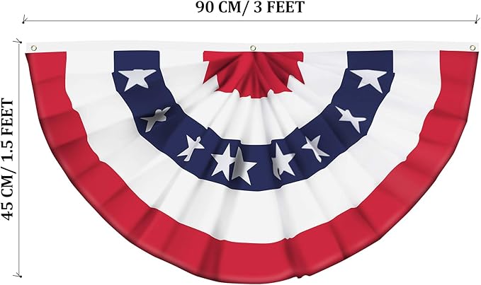American Flag Bunting Patriotic Pleated Fan Flag USA Flags with Brass Grommets and Zip Ties for 4th of July Memorial Day Decoration Outdoor (10, 1.5x3 Feet)